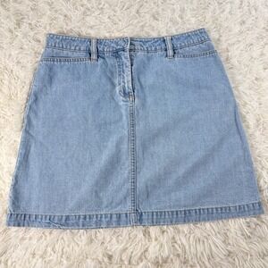 Vintage Halogen Denim Skirt Light Wash Size 4 A Line Cotton Made in Hong Kong